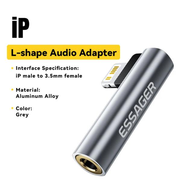 Adaptador de Áudio Essager Tipo-C para Jack 3,5mm e Lightning para Fone de Ouvido