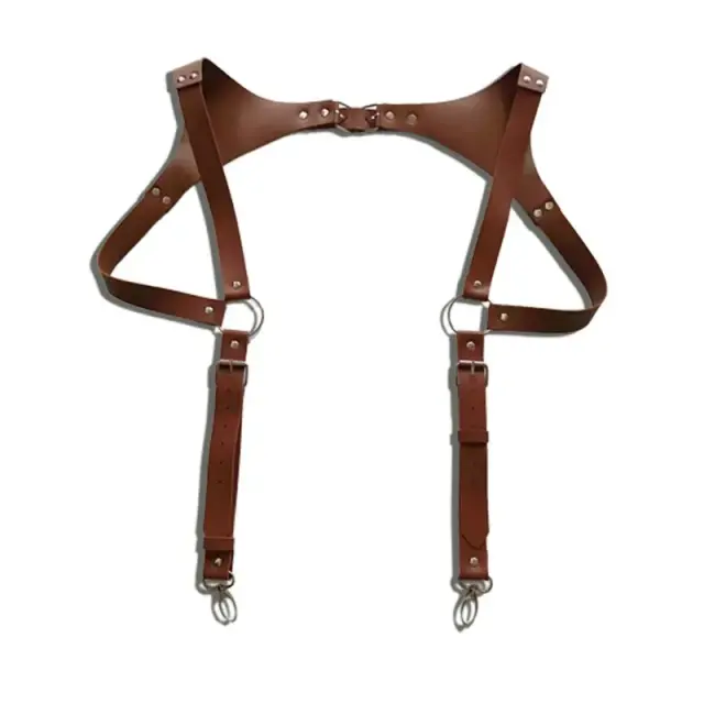 Suspensório Masculino Couro Sintético Ajustável Gótico Acessório de Roupa