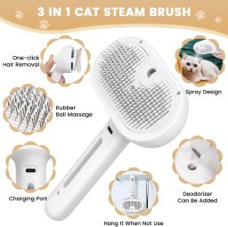 Atualizado pet spray aliciamento pente vapor flutuante remoção do cabelo limpeza escova de vapor estilo para cães gatos acessórios - Image 4