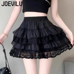 Saia tutu de renda gótica elástica sexy renda mini saias de tule festa clube dançarina usar calças pretas high street y2k roupas femininas - Image 2