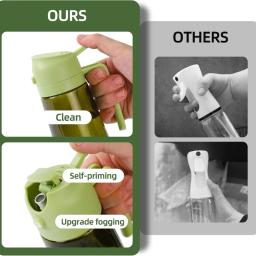 Dispensador de Azeite em Garrafa Plástica para Utensílios de Cozinha, Acessórios para Fritadeira a Ar, Pulverizador de Azeite, Verde Escuro com Bloqueio de Luz para Cozinhar - Image 2
