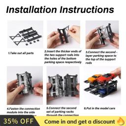 1/64 kit de modelo de construção de estacionamento 3d, montagem diy, estrutura de parque de carro multicamadas, suporte de exibição combinável gratuito para carro de brinquedo fundido - Image 6
