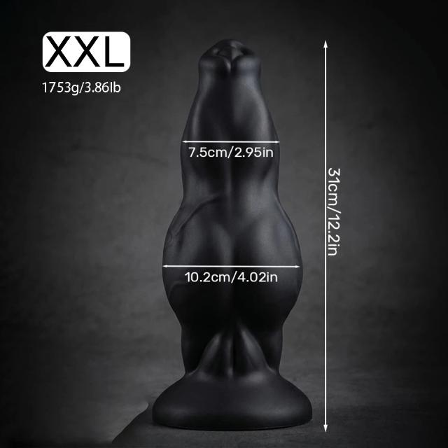 Plug Anal Gigante de Silicone Realista - 5 Tamanhos - Preto/Dourado