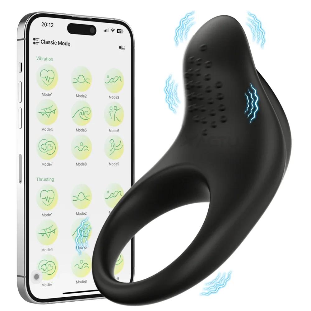 Anel Vibratório Controlado por APP para Homens, Anel Peniano para Atraso na Ejaculação, Cage de Castidade, Estimulador Clitoriano, Brinquedo Sexual para Casais - Image 1