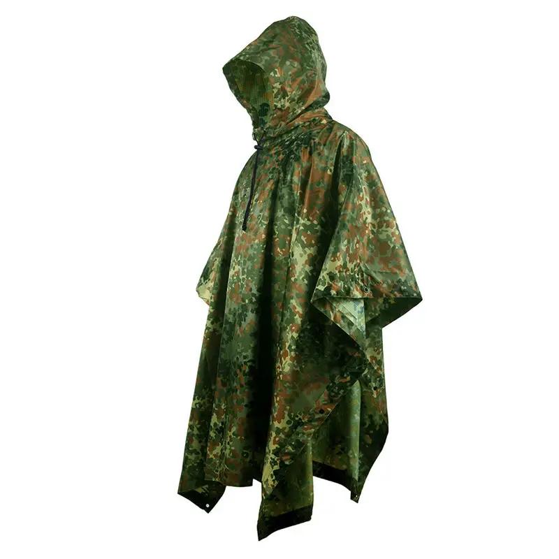 Capa de chuva dobrável camuflada para caminhadas, poncho portátil para homens, capa impermeável impermeável para chuva, turismo - Image 1