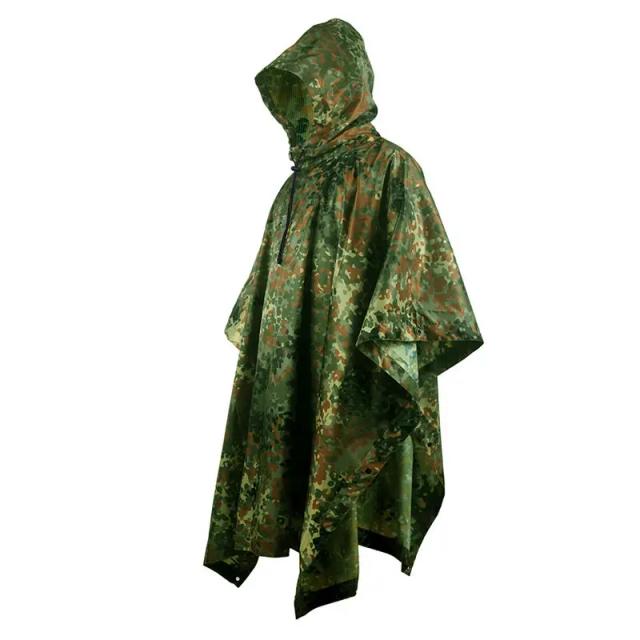Capa de Chuva Camuflada Dobrável para Caminhadas - Leveza e Proteção Tática