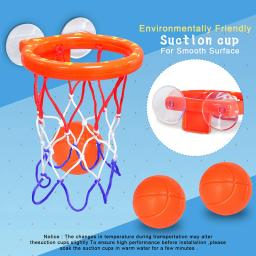 Diversão basquete hoop bolas playset meninos meninas brinquedos de banho banheira 3 bolas conjunto forte ventosa jogo do banheiro para crianças - Image 2