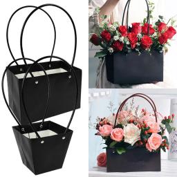 Caixa de flores portátil à prova d'água, saco de presente prático, bolsa kraft, casamento, rosa, festa, caixa de presente, embalagem para doces, bolo, aniversário - Image 1