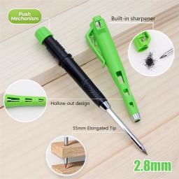 Novo Conjunto Criativo de Lápis de Carpinteiro com Ponta Longa de 55mm, com 50 Refil de Grafite, Caneta de Marcação para Marcenaria de 2.8mm, Ferramenta de Desenho para Arquiteto - Image 2
