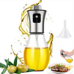 Pulverizador de óleo, frasco de spray de óleo extremamente preciso com funil, feito de aço inoxidável e vidro, pulverizador de óleo de 200ML para cozinhar - Image 1