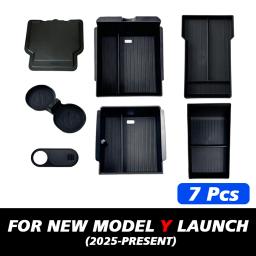 TEKSY 1/2/3/4/6/7/8 peças para Tesla Novo Modelo Y 2025 2026 Juniper ABS com tapete antiderrapante de silicone para console e caixa de armazenamento do apoio de braço - Image 5
