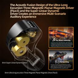 KZ Duonic Fones de ouvido HIFI atualizados com driver planar triplo magnético, IEMs com fio de ampla fase sonora com 4 opções de ajuste e microfone duplo HD - Image 5
