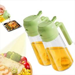 Dispensador de azeite, 15.8oz/470ml, pulverizador de óleo 2 em 1 e vertedor para saladas, fritar, grelhar, ideal para cozinha, garrafa pulverizadora de óleo de vidro - Image 1