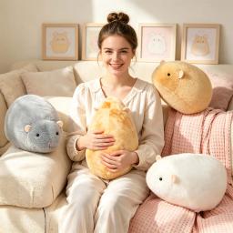 Pelúcia de Hamster Laranja, Cinza e Branco, Brinquedo de Pelúcia Kawaii, Fofo e Macio, Boneca Síria Dourada, Decoração de Quarto, Presente de Aniversário para Crianças, Meninas e Meninos - Image 4