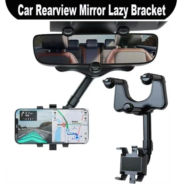 Suporte Ajustável para Celular no Espelho Retrovisor do Carro 360°