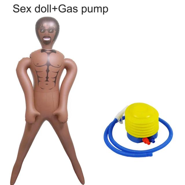 Boneco Sexual Masculino com Dildo Pele Marrom/Preta Masturbador Brinquedo Sexual Inflável para Mulheres