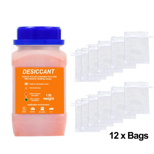475g +12 Sacos Gel de Sílica Reutilizável Absorvedor de Umidade