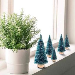 50 pçs árvore de natal artificial em miniatura pequena neve geada árvores pinheiros natal diy decoração artesanato - Image 5