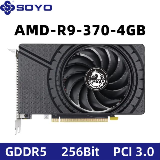 SOYO AMD Radeon R9 370 4GB GDDR5 256Bit PCIe 3.0 x16 Placa de Vídeo para Jogos