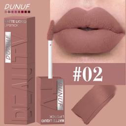 DUNUF Batom Líquido Matte de 8 Cores, Textura Velveteada, Fácil de Aplicar, Tubo Quadrado, À Prova d'Água, Efeito Volumizador Tridimensional - Image 6