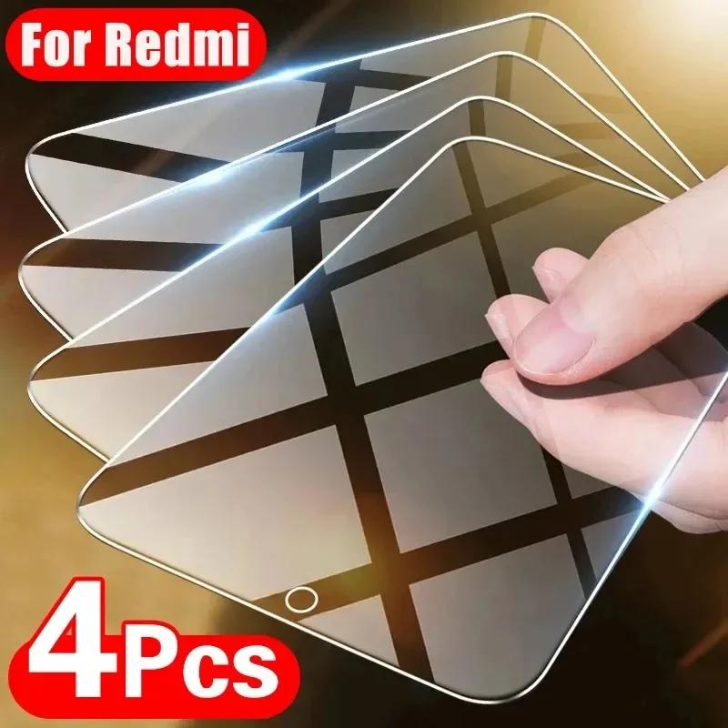 4 pçs vidro temperado para xiaomi redmi nota 13 12 11 10 9 9s pro max 13c 12c 10c 10a 9c 9a 9t 5g protetor de tela vidro protetor - Image 1