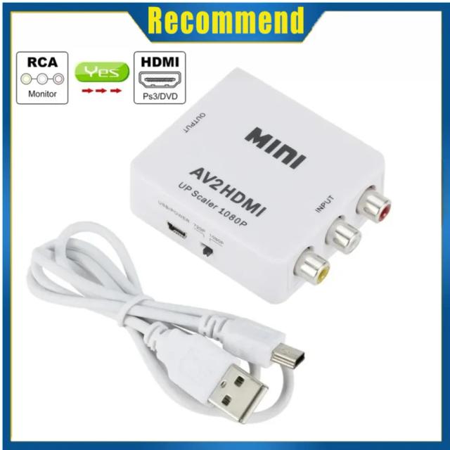Conversor RCA para HDMI Mini AV2HDMI 1080p com Cabo USB