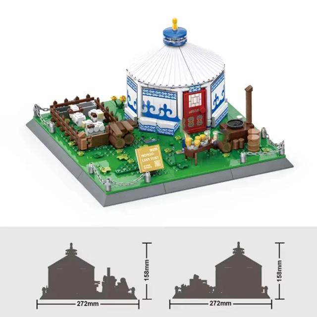 Blocos de Construção Yurtas Mongóis China Modelo de Arquitetura Cultural 778 Peças