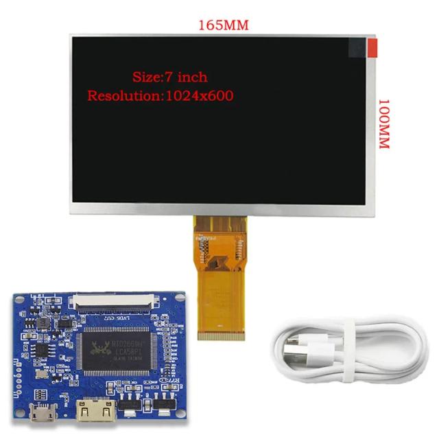 Placa de Controle para Monitor LCD 7 Polegadas 1024x600 Mini HDMI para Raspberry Pi e PCs