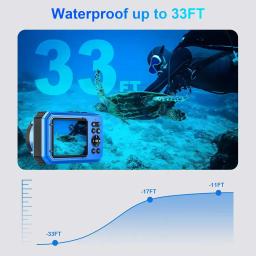 Câmera Subaquática 4K à Prova d'Água até 33FT para Snorkeling, Câmera Compacta com Dupla Tela, à Prova de Poeira, Flutuante, Autofoco, Câmera Digital de 64MP - Image 2