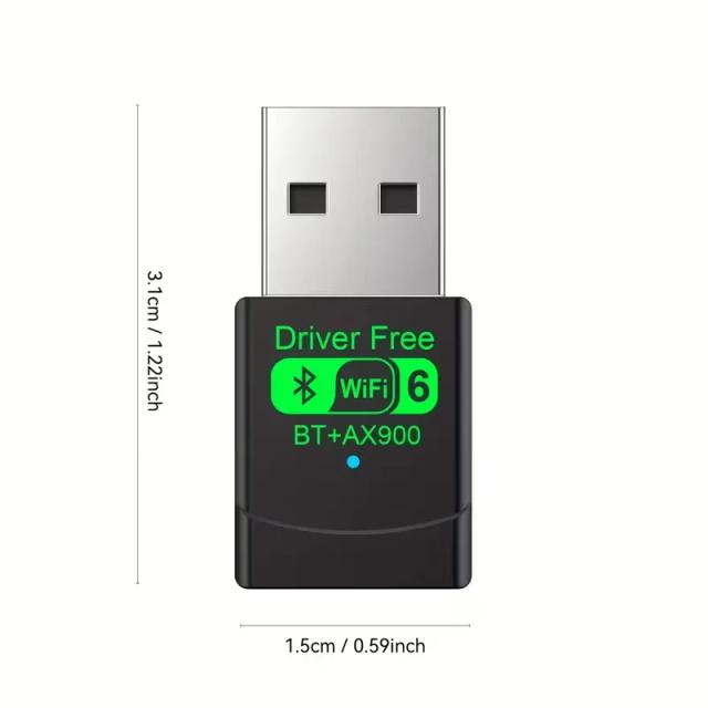 Adaptador USB WiFi 6 Bluetooth 5.4 AX900 2 em 1 Dongle Dual Band 2.4G & 5GHz Receptor Wireless USB