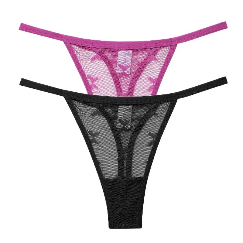 2 Pçs/Set Malha G-String Calcinhas das Mulheres Roupa Interior Transparente Mulheres Sem Costura Tanga Feminina Cuecas Íntimos Lingerie S-XL - Image 1