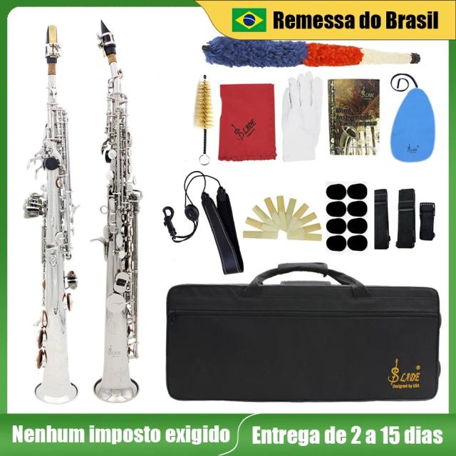 SLADE Saxofone Soprano Bb Latão Profissional com Estojo e Acessórios