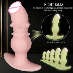 Plug Anal Luminoso em Formato de Nó de Cão, Dilatador Anal de Silicone Macio para Penetração, Brinquedo Sexual Anal Vestível para Mulheres e Masturbação Feminina - Image 2