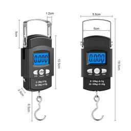Balança de mão eletrônica portátil LCD 50kg / 10g Balança suspensa de viagem com fita métrica retrátil de 100cm de comprimento - Image 6