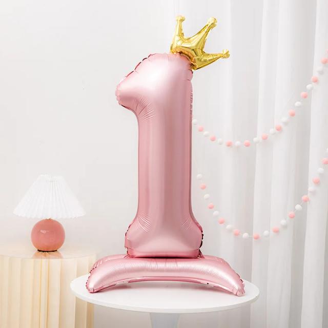 Balão Digital Coroa Rosa 42" para Festas de Aniversário