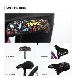 Selim TANKE Graffiti BMX MTB com capa de microfibra camurça, contornado, antiderrapante, com pintura artística, selim grande para wheelie e manobras, para bicicletas fixas - Image 5