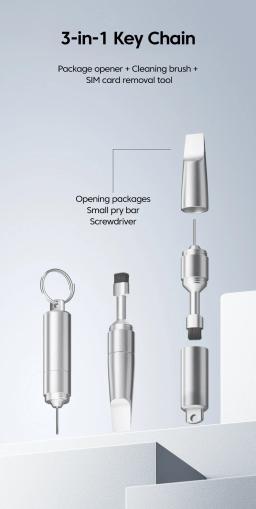 Kit 3 em 1: Chaveiro, Ferramenta para Remover Cartão SIM, Escova de Limpeza para Celular e Abridor de Embalagens para Todos os Smartphones - Image 2