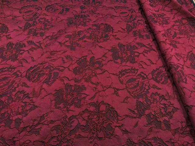 Tecido Jacquard Flor Grande Preto - Meio Metro