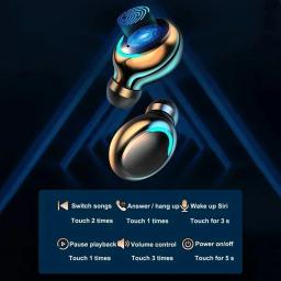 Novos Fones de Ouvido Bluetooth 9D Estéreo com Alto Grave, Fones de Ouvido Esportivos com Controle por Toque, TWS Sem Fio, Headset à Prova d'Água - Image 4