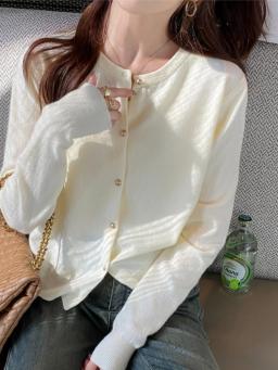 Cor sólida de malha para mulheres cardigan coreano único breasted manga longa jumper mulher em torno do pescoço todos os jogos cardigans outwear - Image 2