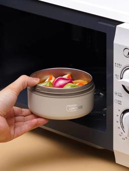 Conjunto de 3 peças: recipiente térmico portátil para micro-ondas, caixa de almoço, caixa bento de aço inoxidável, bolsa térmica à prova de vazamentos para almoço quente. - Image 3