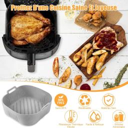 Molde quadrado para fritadeira de ar, 23cm, para philips série 2000 na230/00 cosori 5,5l/6l/6,2l, acessórios reutilizáveis xxl - Image 5