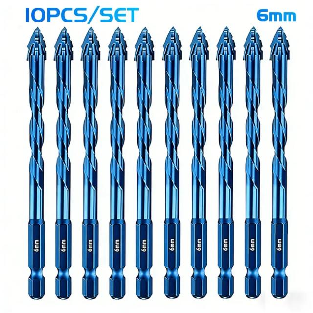 Conjunto de Brocas de Carboneto de Tungstênio 6mm 10 Peças para Concreto, Vidro e Cerâmica