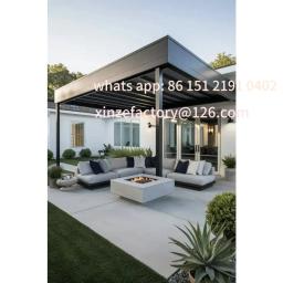 Pérgola Personalizável com LED, Pavilhão de Alumínio Montado na Parede, Impermeável e com Teto de Lâminas - Image 5