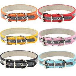 Coleira Ajustável Refletiva de Couro PU Durável e Segura para Cães Filhotes, Cães Pequenos e Gatos - Image 1