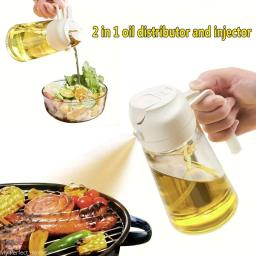 Spray de Óleo de Cozinha 2 em 1 de 500ml, Garrafa de Spray de Azeite para Dispensar Óleo, Ferramenta de Cozinha para Churrasco, Assar, Pic-nic - Image 1