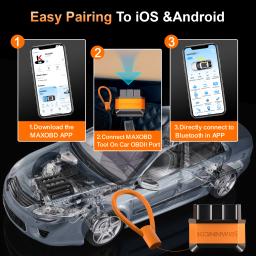 Konnwei carro obd2 ferramenta de diagnóstico de falhas conexão bluetooth maxobd app controle varredura códigos de erro claro carro obd2 ferramenta de verificação - Image 3