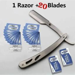 Navalha de Barbeiro Profissional em Aço Inoxidável com Lâmina para Homens - Navalha Manual Dobrável para Barbear - Image 1