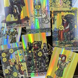 12*7cm Holográfico A.E. Baralho de tarô em caixa de presente rígida deslizante 78 unidades de cartas de tarô com guia e bolsa com cordão - Image 5