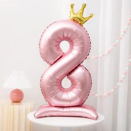 42 polegada coroa decoração rosa folha de alumínio digital balão número para festa de aniversário decoração suprimentos meninas aniversário favor - Image 4